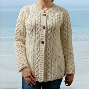 Kilronan Knitwear Merino Wool Button Cardigan Women's L